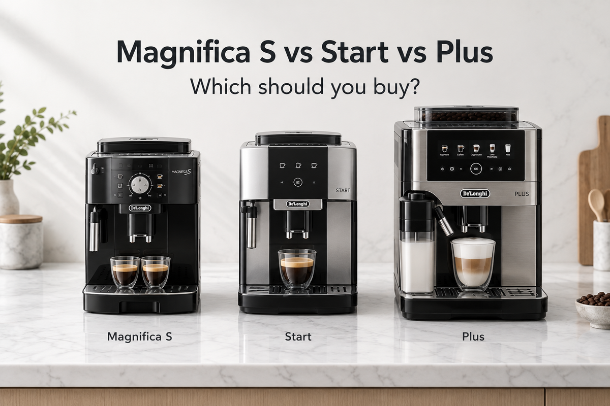 De'Longhi Magnifica S vs Magnifica Start vs Magnifica Plus bean-to-cup coffee machines
