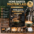 Home Barista Masterclass 2026 Premium Edition digital coffee guide with espresso, milk steaming, latte art, practical exercises and reference cards