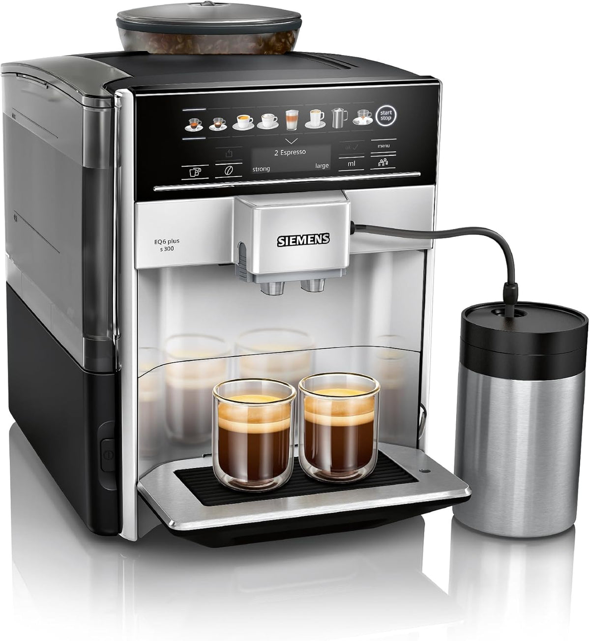 Siemens EQ6 Plus s300 automatic bean-to-cup coffee machine with integrated grinder and milk system